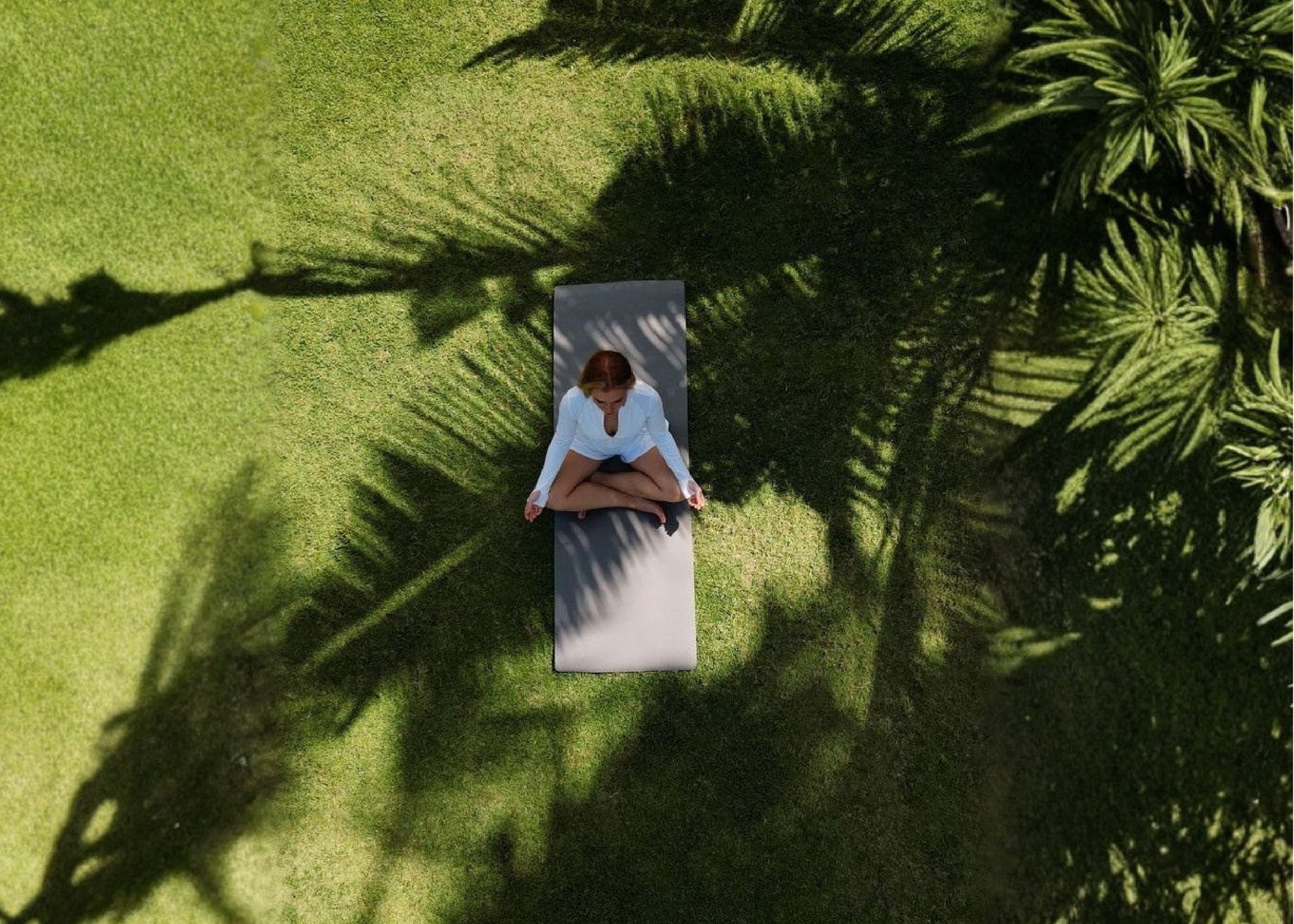 Open-air yoga and meditation deck surrounded by trees